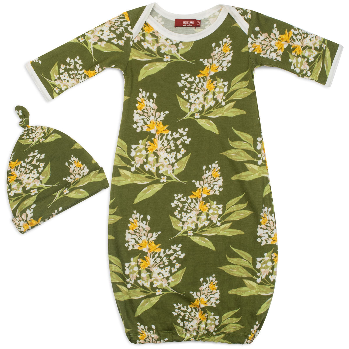 Green Floral Gown &amp; Hat Set