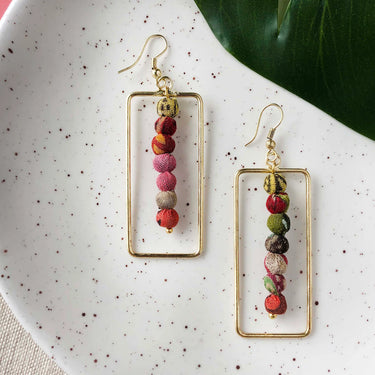 Kantha Framed Earrings World Finds Jewelry