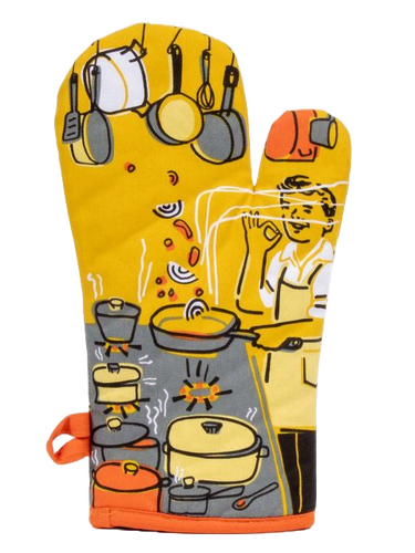 Man With A Pan Oven Mitt Blue Q Household Stuff