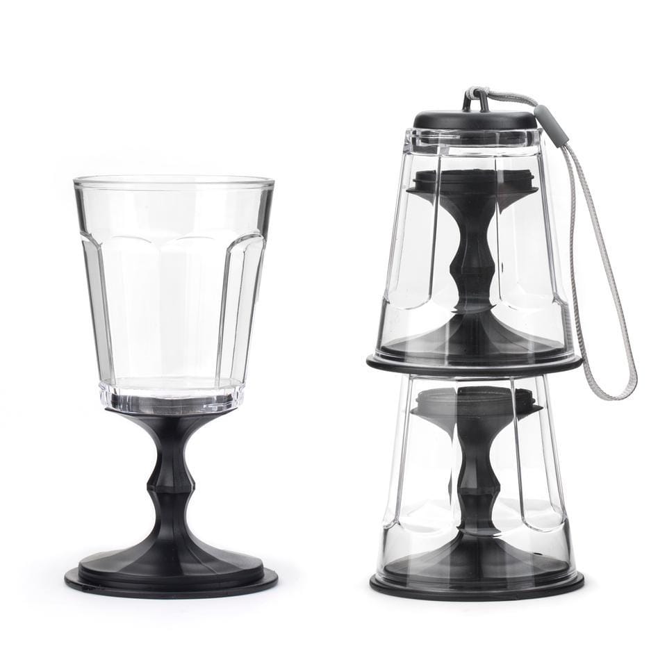 Stacking Wine Glasses- Black S/2 Kikkerland Designs Household Stuff