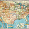USA Map Art Paper Cavallini Papers Wall Decor
